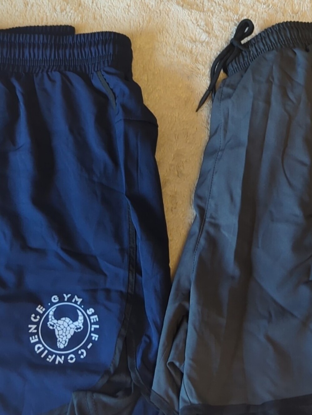 2 Pair Men's Athletic Shorts - Navy and Charcoal Performance Gym Shorts